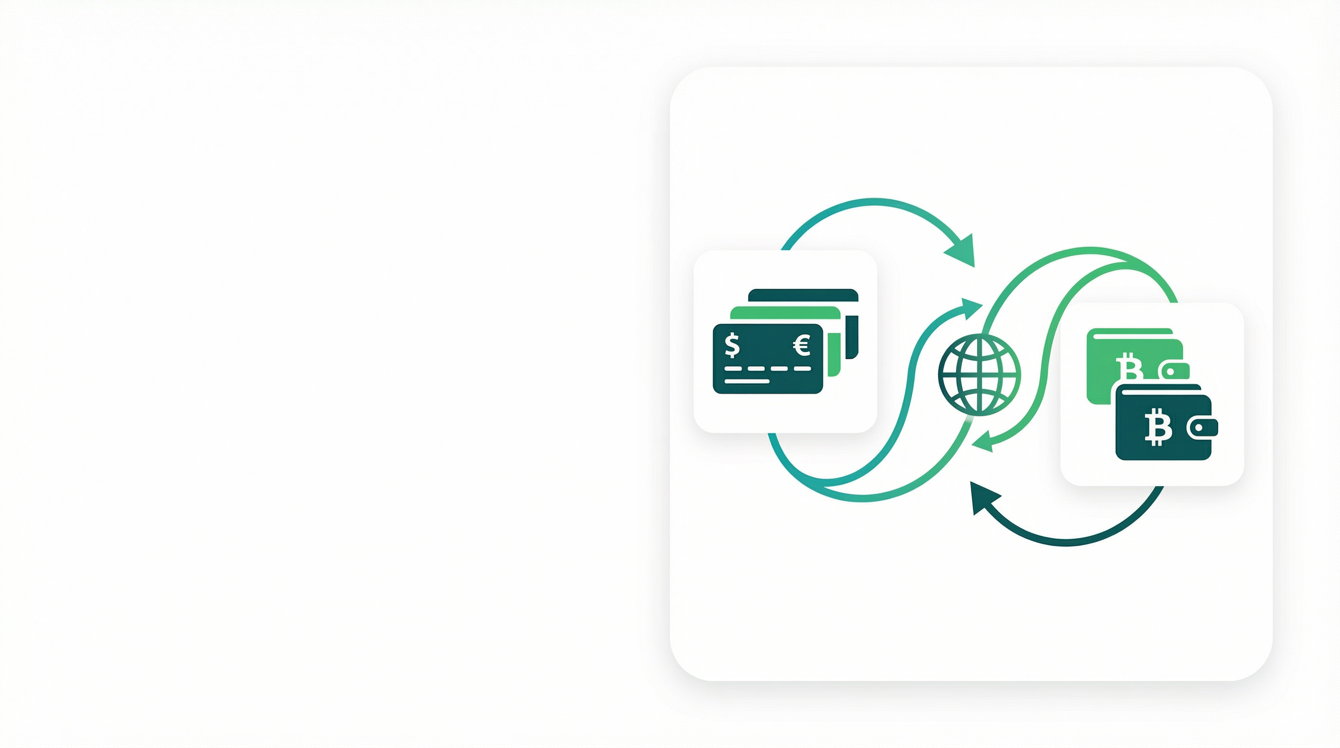 Illustration of multi-currency fiat and crypto accounts connected globally